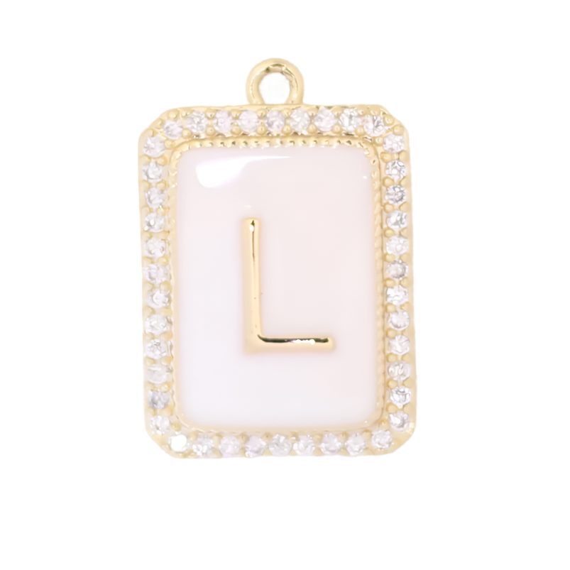 White Enamel Initial Letter L Charm