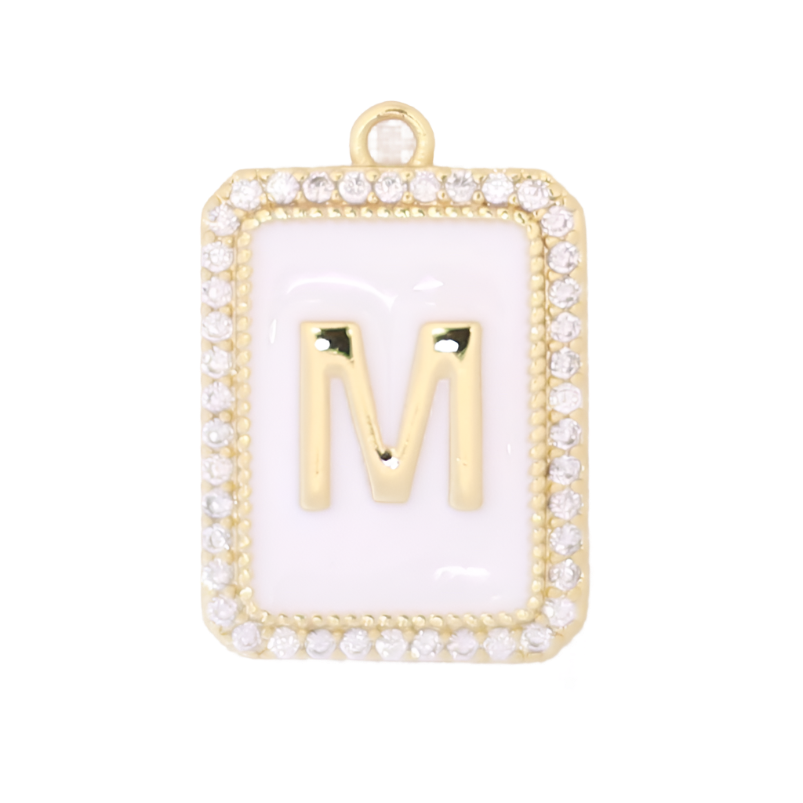 White Enamel Initial Letter M Charm