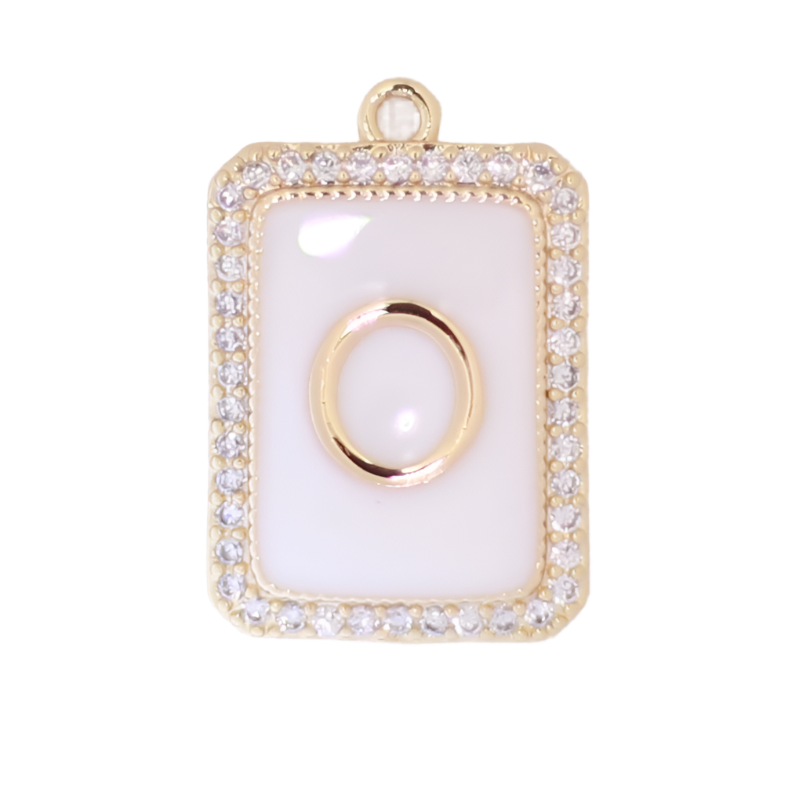 White Enamel Initial Letter O Charm