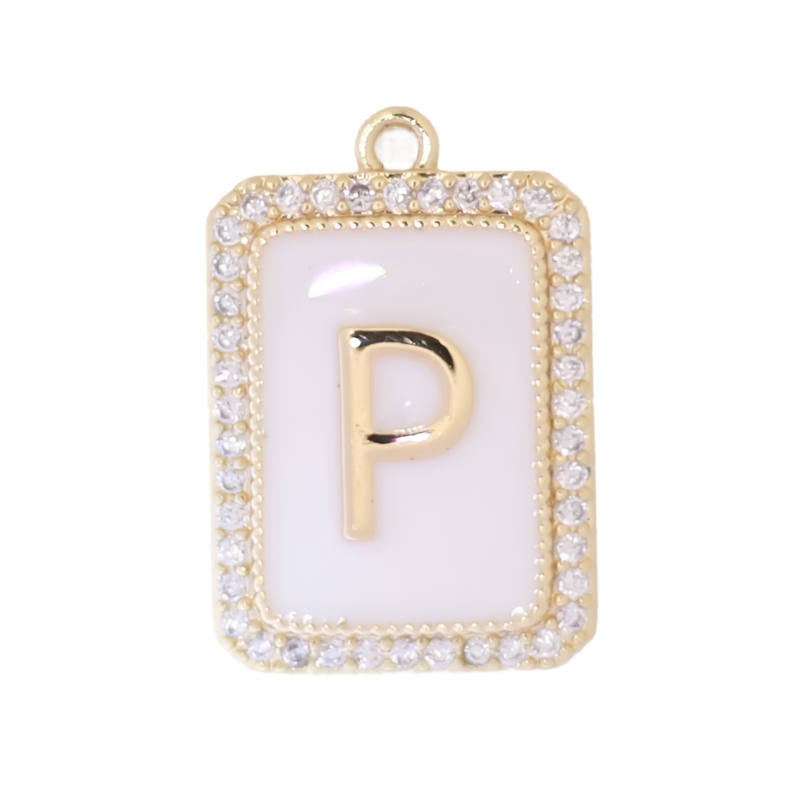 White Enamel Initial Letter P Charm