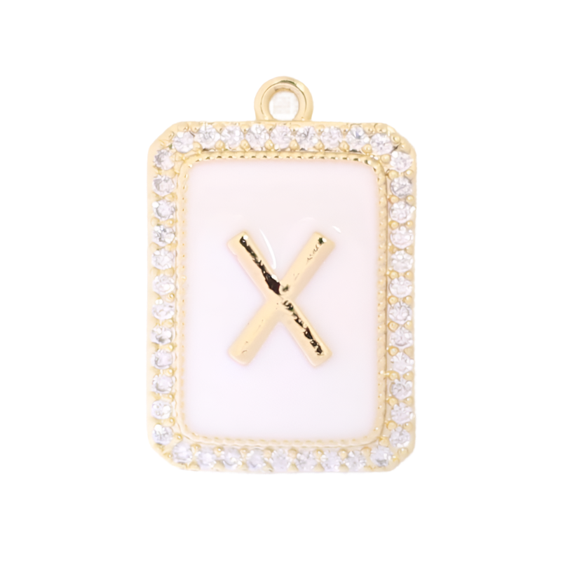 White Enamel Initial Letter X Charm