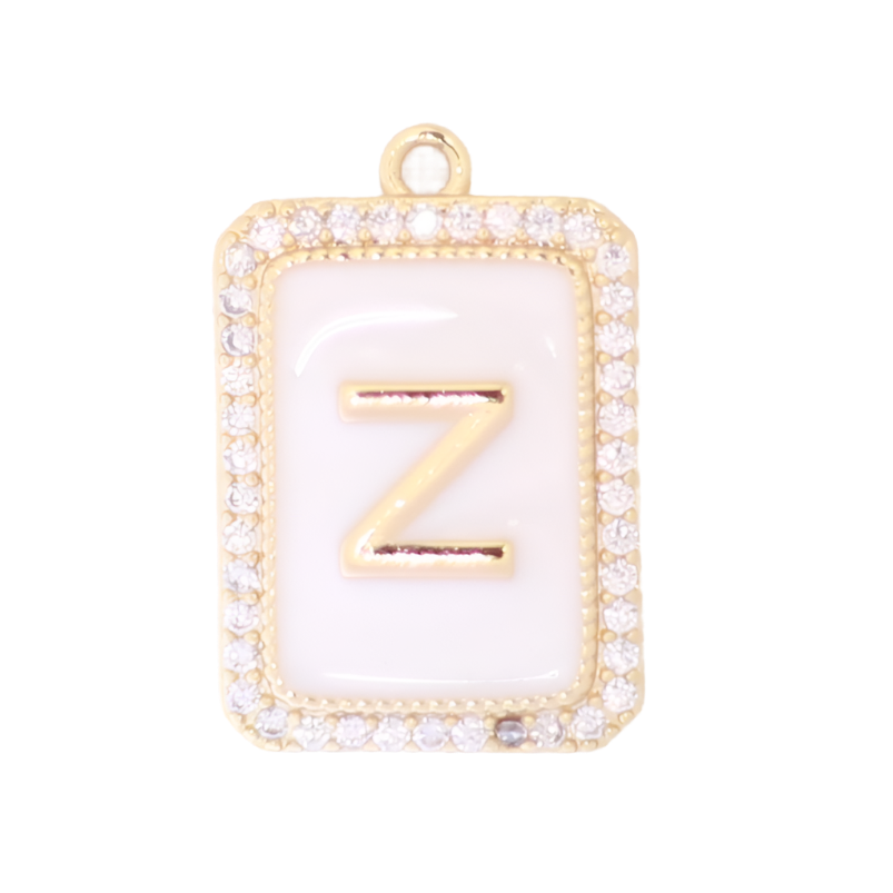White Enamel Initial Letter Z Charm