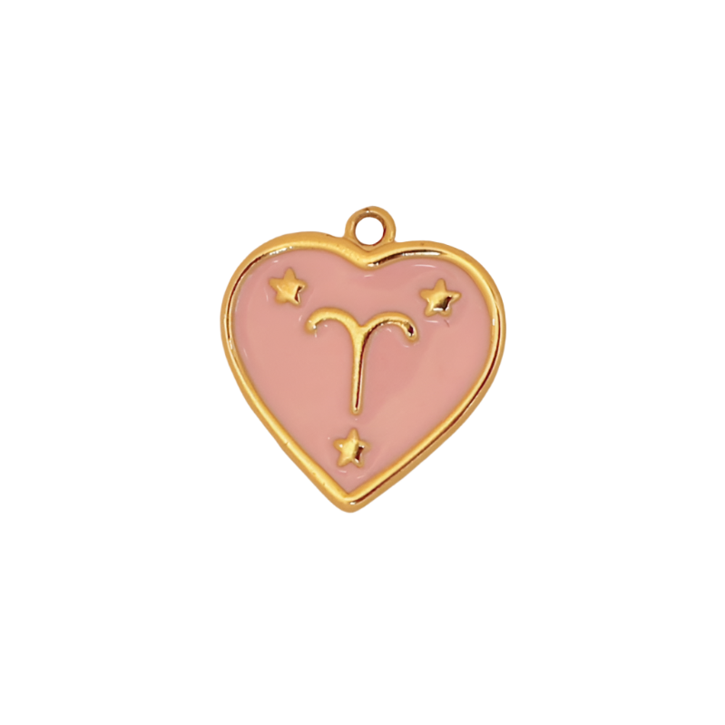 Zodiac Pink Heart Aries Charm