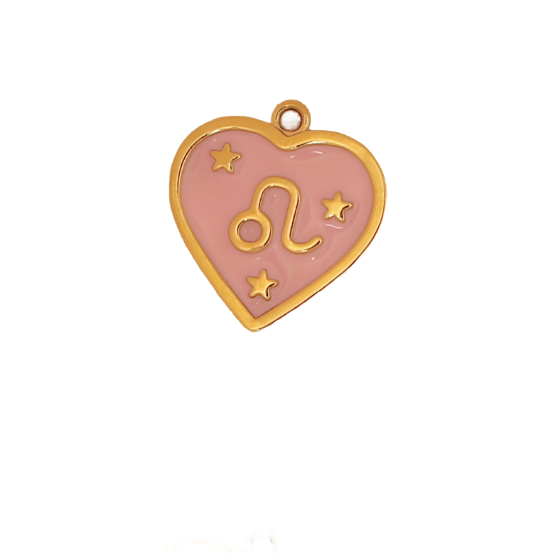 Zodiac Pink Heart Leo Charm