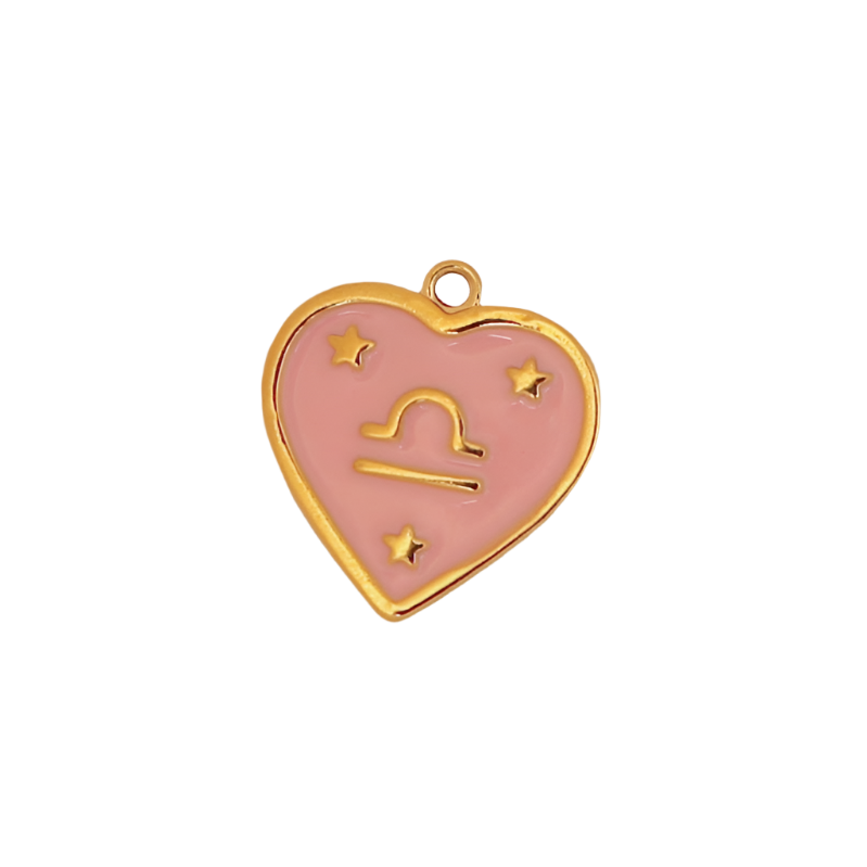 Zodiac Pink Heart Libra Charm