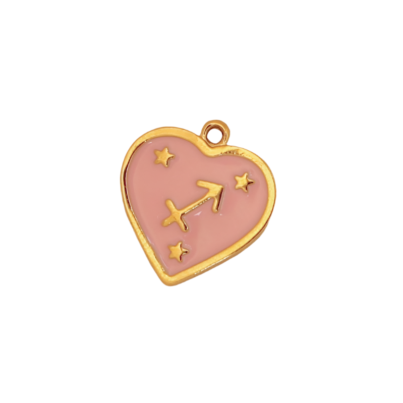 Zodiac Pink Heart Sagittarius Charm