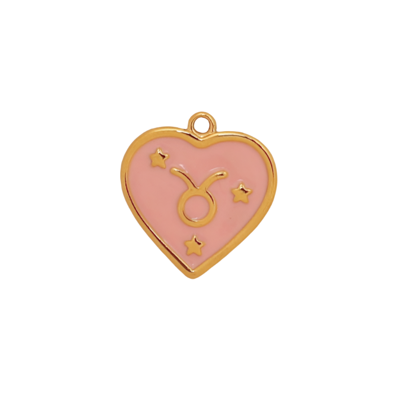 Zodiac Pink Heart Taurus Charm