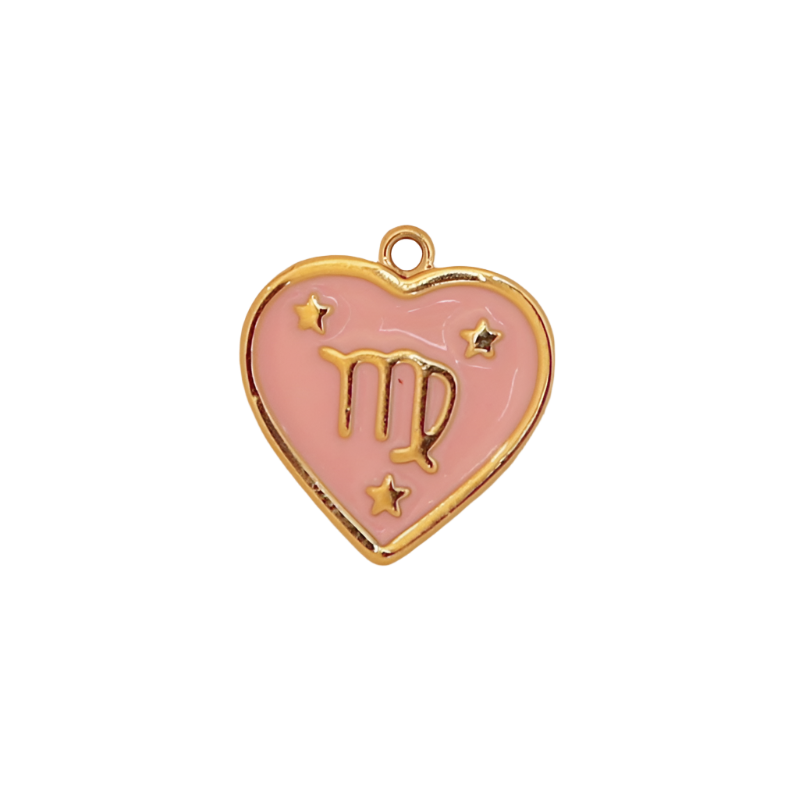 Zodiac Pink Heart Virgo Charm