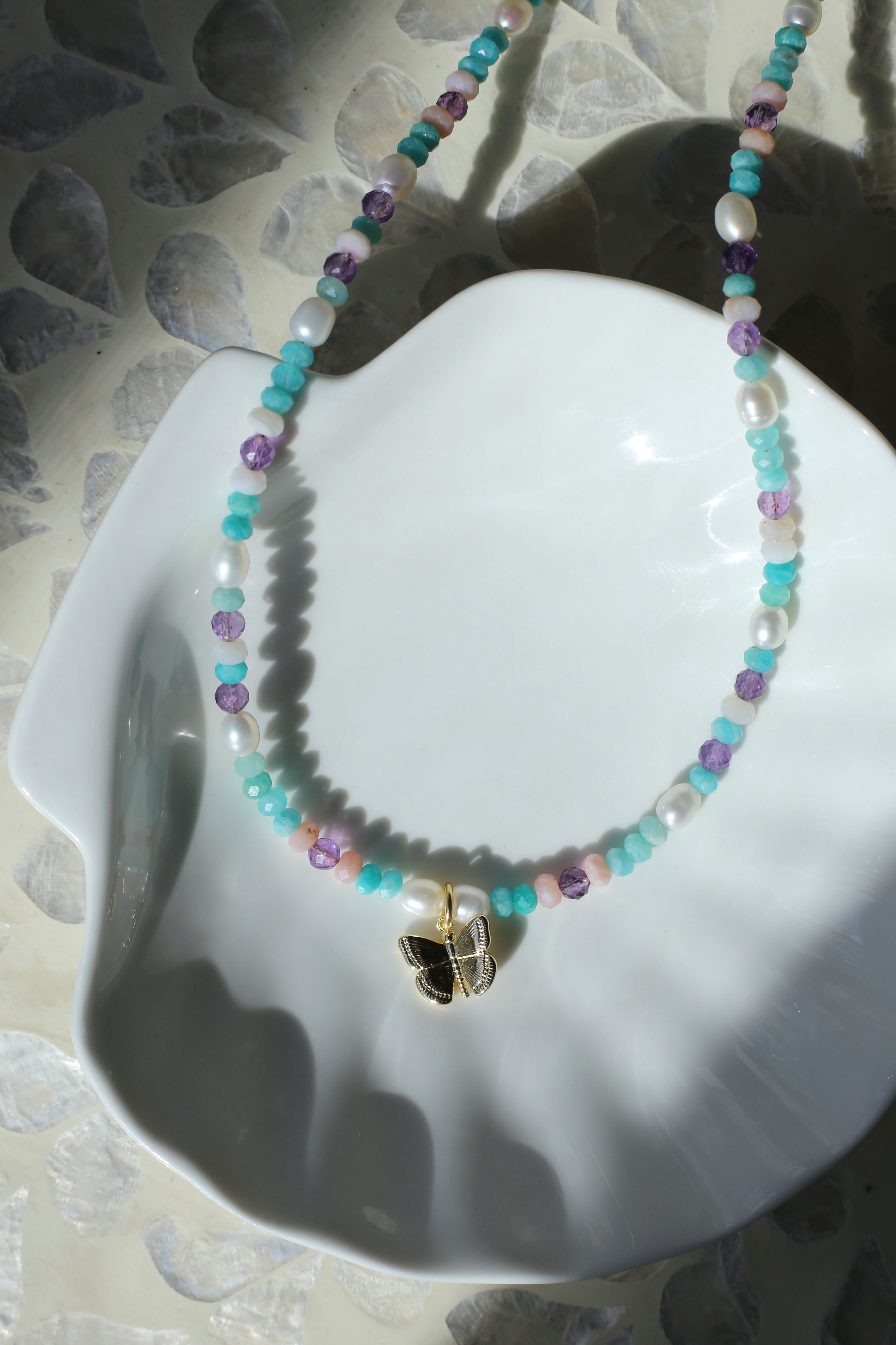 Liana AAA Freshwater Pearl Amazonite Opal Amethyst Necklace